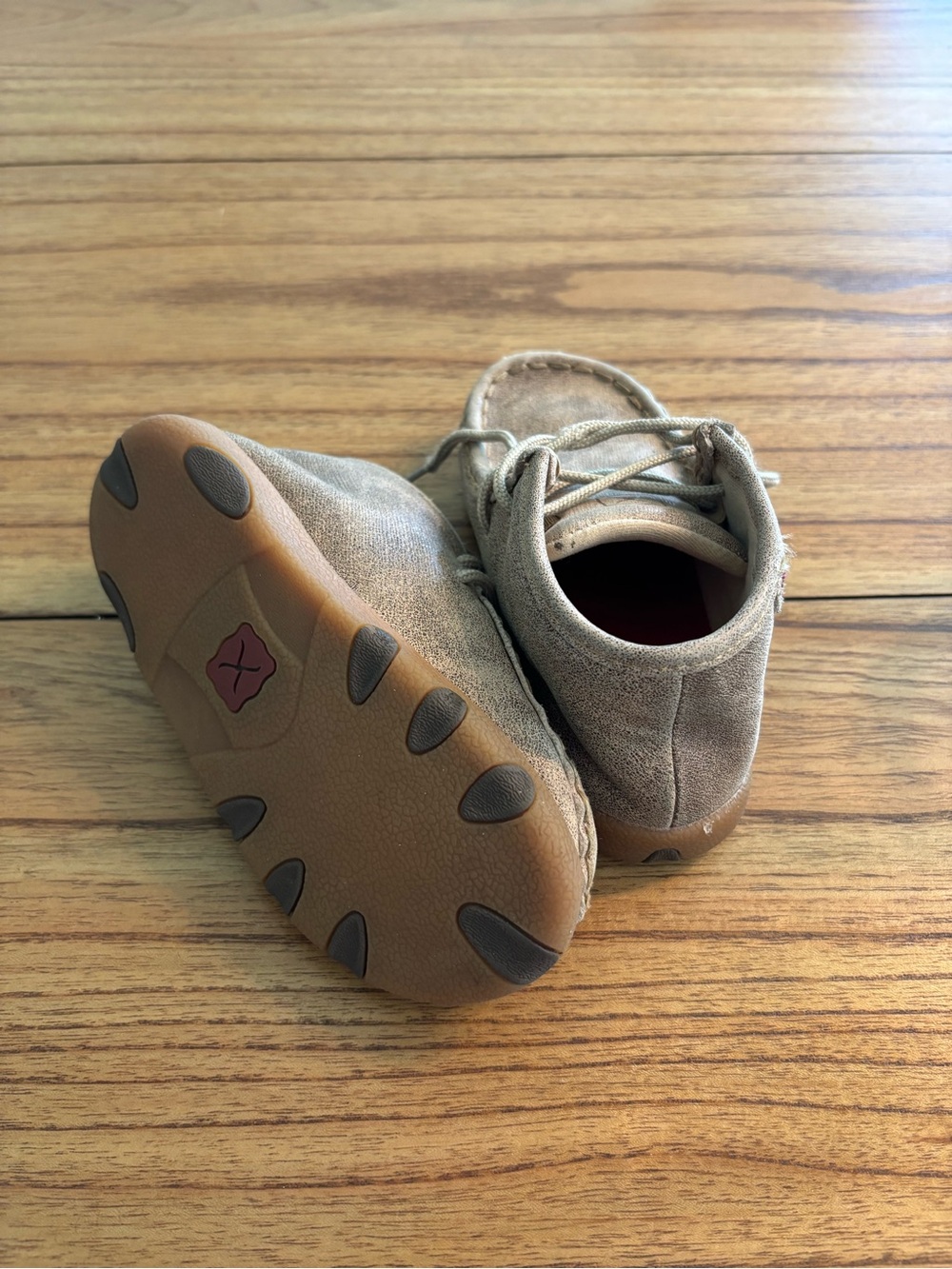 Twisted X Kids Tan Suede Moccasin Lace-Up Shoes - Picture 4 of 4